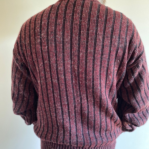 Vintage 80's Leo Chevalier Sweater XL – Maroon Unisex Grandpa Core Knit - Picture 3 of 10